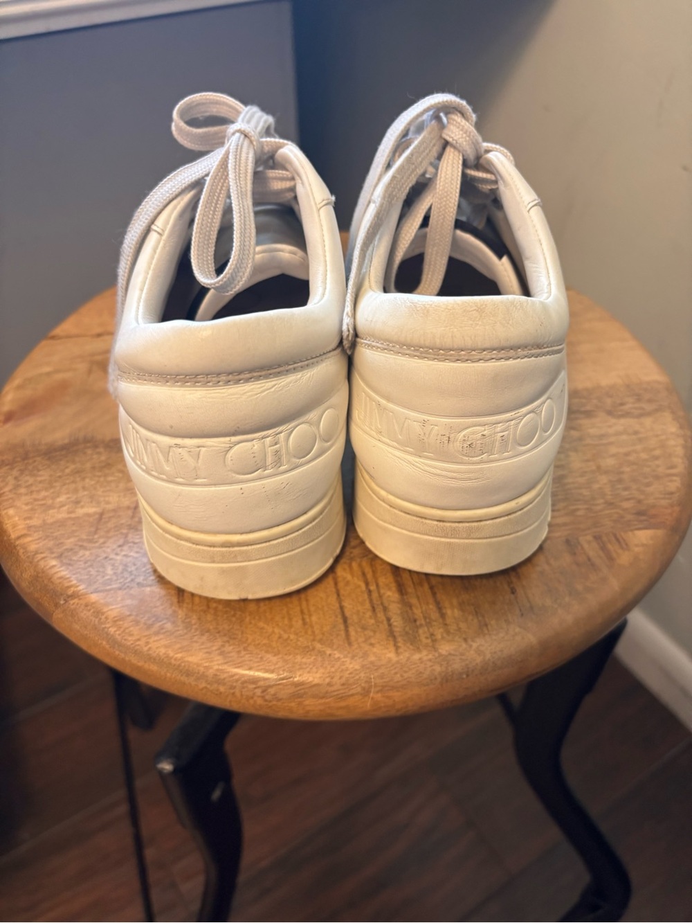 Jimmy Choo Hawaii sneakers white leather  silver glitter star Designer 40 $600 - Picture 7 of 11